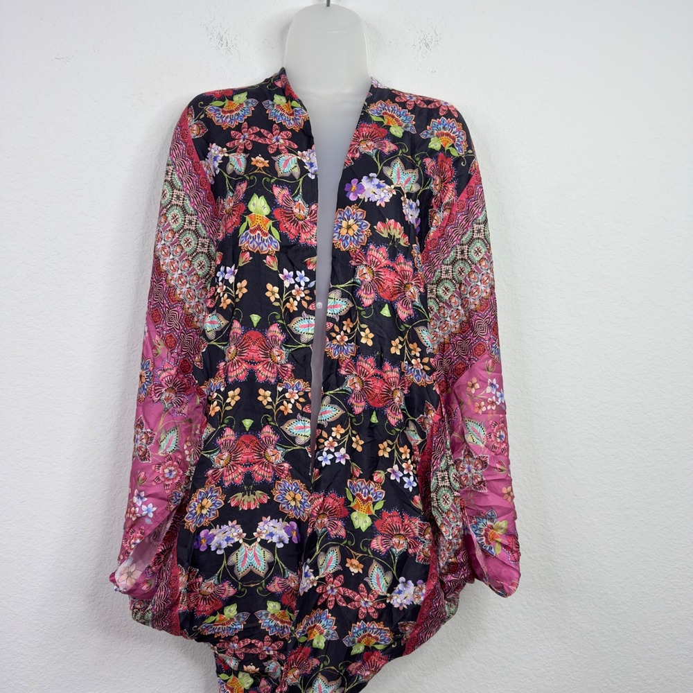 Kachel Kimono Duster Womens OS Winnie Silk Blend Floral Open Front Boho Festival